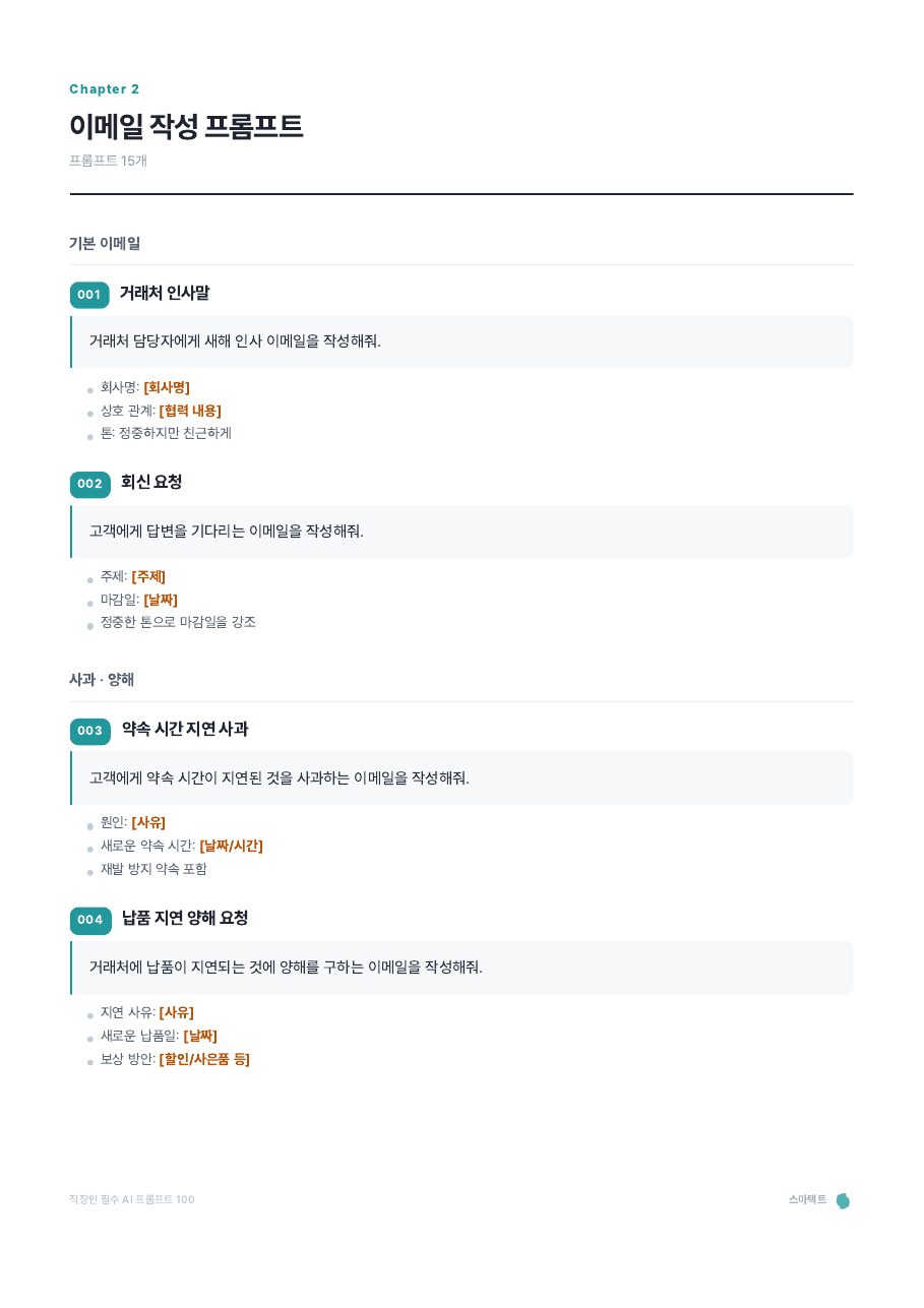직장인 필수 AI 프롬프트 100 미리보기 4쪽