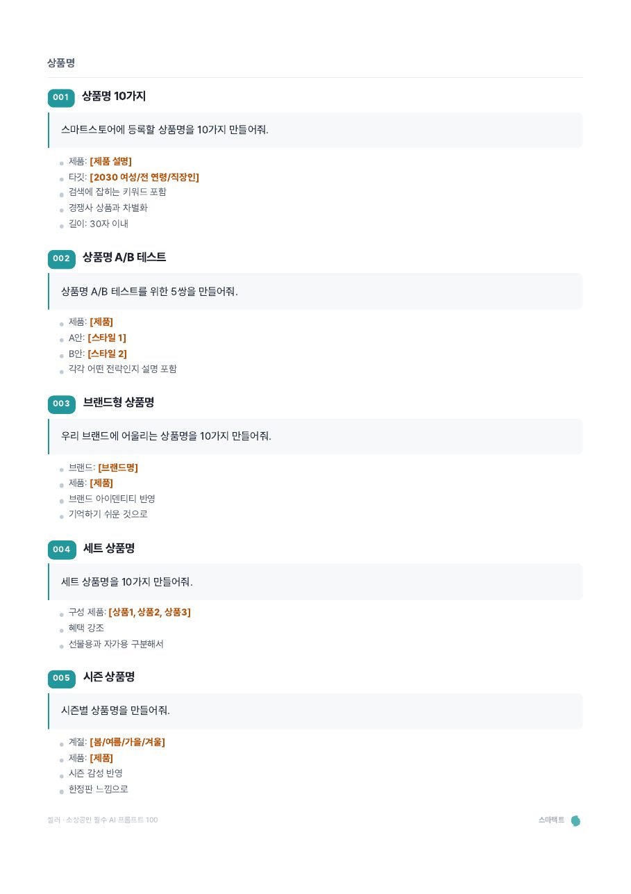셀러 · 소상공인 필수 AI 프롬프트 100 미리보기 5쪽