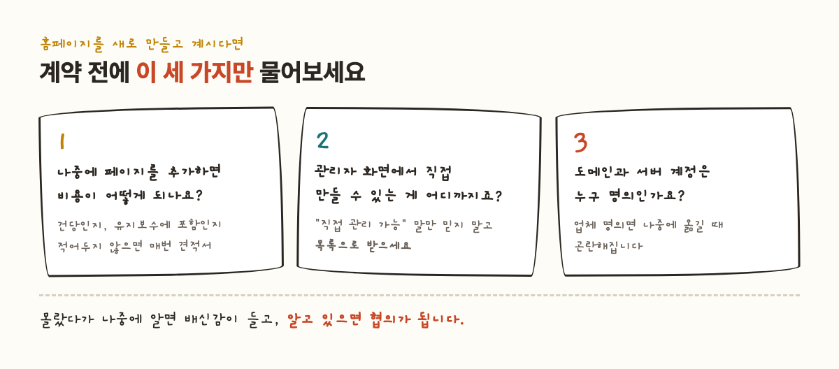 계약 전에 물어볼 세 가지